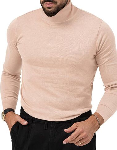 HUNGSON Men's Casual Slim Fit Basic Tops Knitted Thermal Turtleneck Pullover Sweater in Kuwait