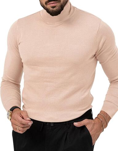 HUNGSON Men's Casual Slim Fit Basic Tops Knitted Thermal Turtleneck Pullover Sweater in Kuwait