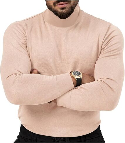 HUNGSON Men's Casual Slim Fit Basic Tops Knitted Thermal Turtleneck Pullover Sweater in Kuwait