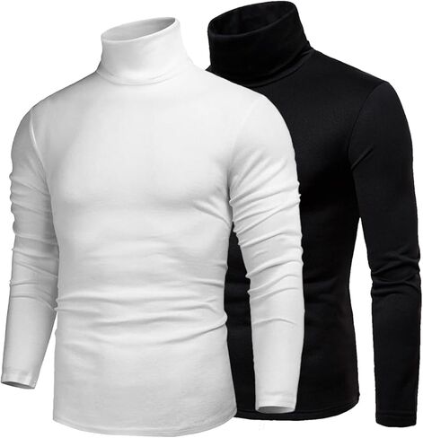 Hungson Men's Casual Slim Fit Tops Basic Basic Tops Strenrated Tertleneck Pullover Sweater in Kuwait