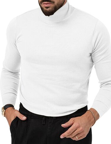 Hungson Men's Casual Slim Fit Tops Basic Basic Tops Strenrated Tertleneck Pullover Sweater in Kuwait
