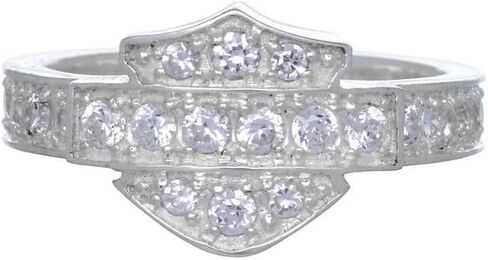 Harley-Davidson Women's Ring, Silver Bling Bar & Shield Band, Silver HDR0159 in Saudi Arabia