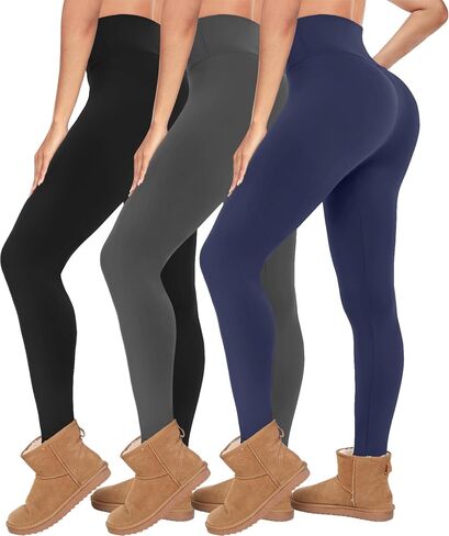 Diu Life 3 Pack Fleece Lined Leggings for Women Thermal Tummy Control High Waist Running Tights Winter Workout Yoga Pants in Saudi Arabia