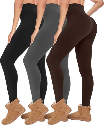 Diu Life 3 Pack Fleece مبطنة طماق للنساء التحكم في البطن الحراري عالية الخصر الجوار الجوارض الشتوية تجريب السراويل اليوغا in Kuwait