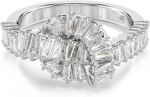 Swarovski Matrix ring, Baguette cut, Knot, White, Rhodium plated in Saudi Arabia