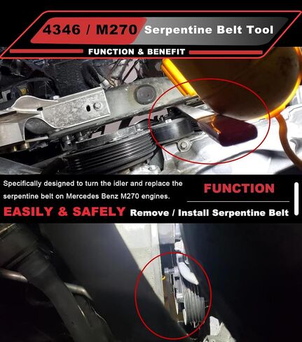 4346 Serpentine Belt Replace Tool for Mercedes Benz M270 Engine Belt Tensioner Wrench Serpentine Belt Tool MM# 270589000700 in Saudi Arabia