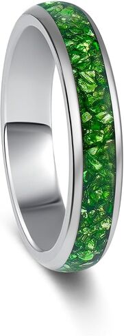 Birthstone Aquamarine Sapphire Emerald March May May September Tungsten Carbide Ring ، Fillervery Black Plated 8/4mm Matching Band For Woman ، Anniversary Birthday Hisp in Kuwait