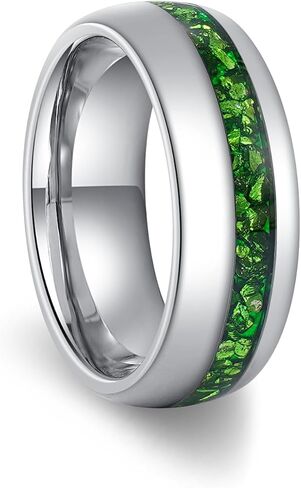 Birthstone Aquamarine Sapphire Emerald March May May September Tungsten Carbide Ring ، Fillervery Black Plated 8/4mm Matching Band For Woman ، Anniversary Birthday Hisp in Kuwait