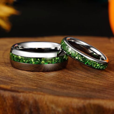 Birthstone Aquamarine Sapphire Emerald March May May September Tungsten Carbide Ring ، Fillervery Black Plated 8/4mm Matching Band For Woman ، Anniversary Birthday Hisp in Kuwait