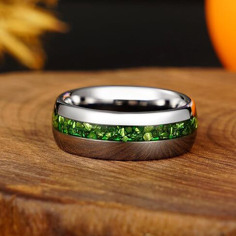 Birthstone Aquamarine Sapphire Emerald March May May September Tungsten Carbide Ring ، Fillervery Black Plated 8/4mm Matching Band For Woman ، Anniversary Birthday Hisp in Kuwait