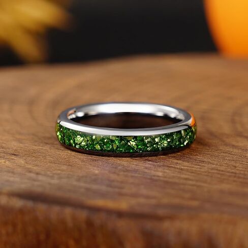 Birthstone Aquamarine Sapphire Emerald March May May September Tungsten Carbide Ring ، Fillervery Black Plated 8/4mm Matching Band For Woman ، Anniversary Birthday Hisp in Kuwait
