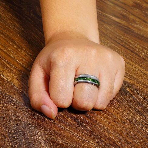 Birthstone Aquamarine Sapphire Emerald March May May September Tungsten Carbide Ring ، Fillervery Black Plated 8/4mm Matching Band For Woman ، Anniversary Birthday Hisp in Kuwait