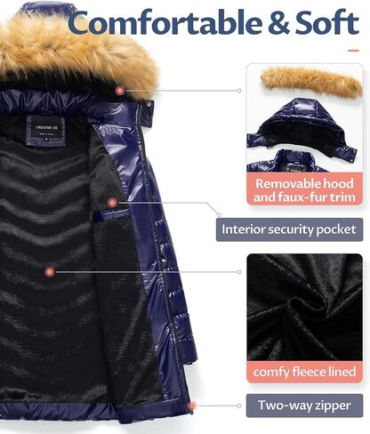 CREATMO US Women's Winter Hooded Coat Waterproof Warm Long Puffer Jacket Parka in Kuwait