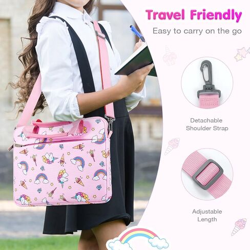 MoKo 7-8 Inch Kids Tablet Sleeve Carrying Case for Fire 7 Kids, Fire HD 8 Kids Pro, All Versions of Fire 8/7 Kids Edition, Tablet Bag with Shoulder Strap, Pink Unicorn in Saudi Arabia