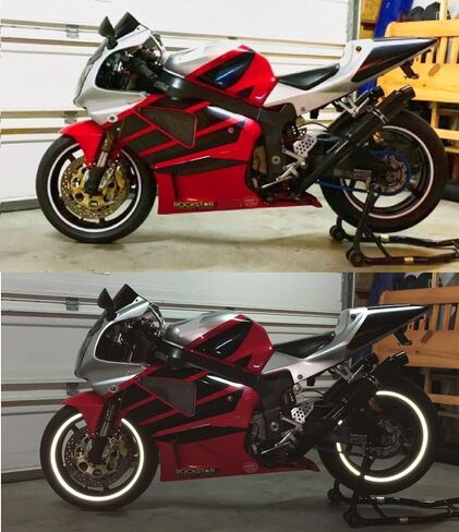 White Reflective Wheel Stickers Stripes 9mm wide for 17" Motorcycle Bike or Car Rims Vinyl Graphics 3/8in in Saudi Arabia