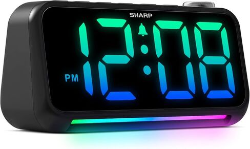 Sharp LED Digital Clock for Bedroom, Super Loud Alarm Clock for Heavy Sleepers for Bedside, Nightstand, Desk Clock with RGB Night Light/Display with Adjustable Color/Volume/Brightness/Snooze in Saudi Arabia