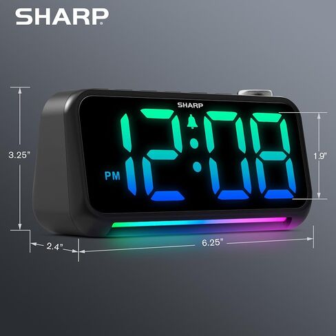 Sharp LED Digital Clock for Bedroom, Super Loud Alarm Clock for Heavy Sleepers for Bedside, Nightstand, Desk Clock with RGB Night Light/Display with Adjustable Color/Volume/Brightness/Snooze in Saudi Arabia