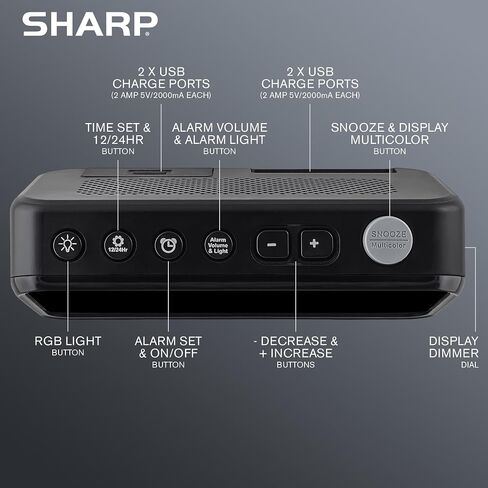 Sharp LED Digital Clock for Bedroom, Super Loud Alarm Clock for Heavy Sleepers for Bedside, Nightstand, Desk Clock with RGB Night Light/Display with Adjustable Color/Volume/Brightness/Snooze in Saudi Arabia