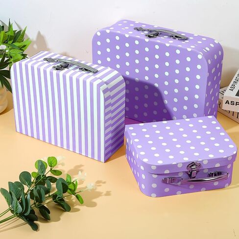 Paperboard Suitcases Set of 3 Decorative Storage Boxes with Lids,Mini Suitcase,Cute Storage Gift Boxes for Barbie Doll,Toys,Photos,Hat,Christmas New Year,Wedding Birthday Party Home Decoration in Saudi Arabia