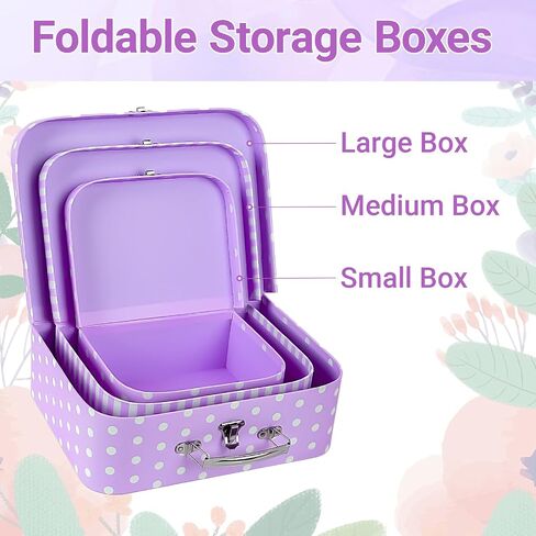 Paperboard Suitcases Set of 3 Decorative Storage Boxes with Lids,Mini Suitcase,Cute Storage Gift Boxes for Barbie Doll,Toys,Photos,Hat,Christmas New Year,Wedding Birthday Party Home Decoration in Saudi Arabia