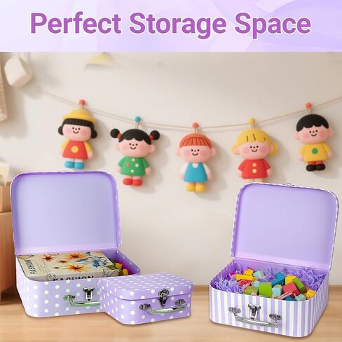 Paperboard Suitcases Set of 3 Decorative Storage Boxes with Lids,Mini Suitcase,Cute Storage Gift Boxes for Barbie Doll,Toys,Photos,Hat,Christmas New Year,Wedding Birthday Party Home Decoration in Saudi Arabia
