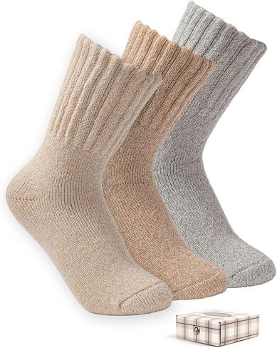 Womens Wool Boot Socks - Winter Cozy Thick Cotton Socks, 3 Pairs (Size 5-11) with Gift Box in Saudi Arabia