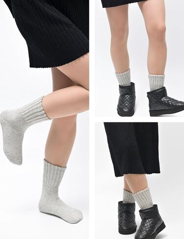 Womens Wool Boot Socks - Winter Cozy Thick Cotton Socks, 3 Pairs (Size 5-11) with Gift Box in Saudi Arabia