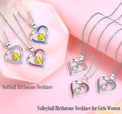 هدايا قلادة Birthstone للكرة اللينة/الكرة الطائرة للبنات - إكسسوارات الرياضة هدايا مجوهرات أعياد الميلاد لعشاق مدرب فريق الأشياء الأشياء in Kuwait