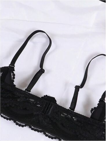 SOLY HUX Women's Lace 1/4 Cups Shelf Bra Sheer Push Up Sexy Lingerie Bras Corset Tops Nightwear in Saudi Arabia