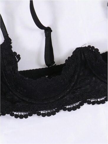 SOLY HUX Women's Lace 1/4 Cups Shelf Bra Sheer Push Up Sexy Lingerie Bras Corset Tops Nightwear in Saudi Arabia