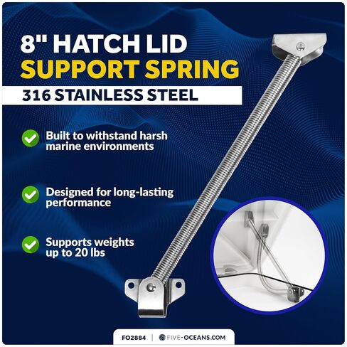 Five Oceans 10-Inch 316 Stainless Steel Hatch Lid Support Spring Holder - FO3805 in Saudi Arabia