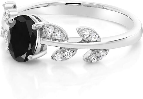 Gem Stone King Twisted Olive Leaf Leaf Band Band Ring For Women | 925 الفضة الاسترليني | 7x5mm Oval Gemstone Birthstone | متاح في الحجم 5 ، 6 ، 7 ، 8 ، 9 | هدايا المجوهرات الراقية لزوجتها والدتها in Saudi Arabia