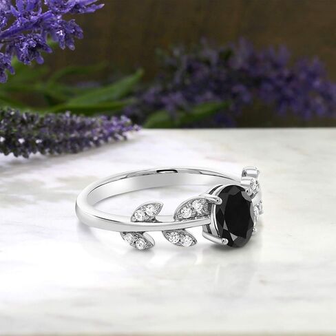 Gem Stone King Twisted Olive Leaf Leaf Band Band Ring For Women | 925 الفضة الاسترليني | 7x5mm Oval Gemstone Birthstone | متاح في الحجم 5 ، 6 ، 7 ، 8 ، 9 | هدايا المجوهرات الراقية لزوجتها والدتها in Saudi Arabia