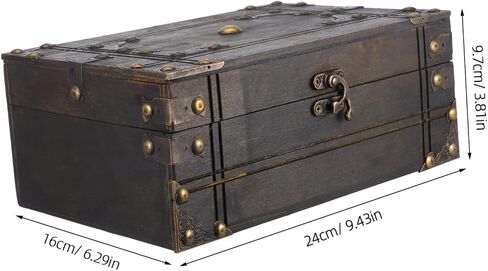 VALICLUD Vintage Wooden Treasure Box Decorative Keepsake Chest Retro Jewelry Storage Box Lid for Home Organization in Saudi Arabia