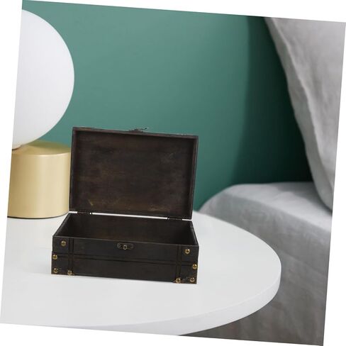 VALICLUD Vintage Wooden Treasure Box Decorative Keepsake Chest Retro Jewelry Storage Box Lid for Home Organization in Saudi Arabia