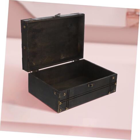 VALICLUD Vintage Wooden Treasure Box Decorative Keepsake Chest Retro Jewelry Storage Box Lid for Home Organization in Saudi Arabia