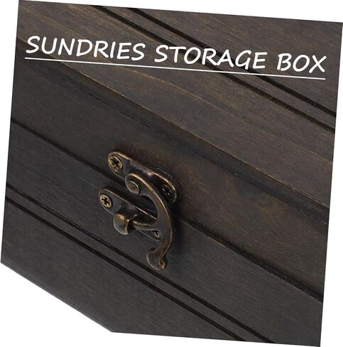 VALICLUD Vintage Wooden Treasure Box Decorative Keepsake Chest Retro Jewelry Storage Box Lid for Home Organization in Saudi Arabia