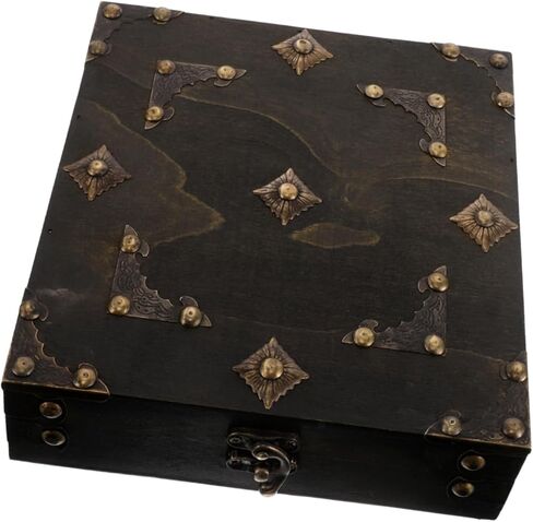 Ciieeo Retro Treasure Chest Vintage Jewelry Organizer Box for Women Decorative Storage Case for Home Decor Film Props and Packaging Sturdy Design for Clutter in Kuwait