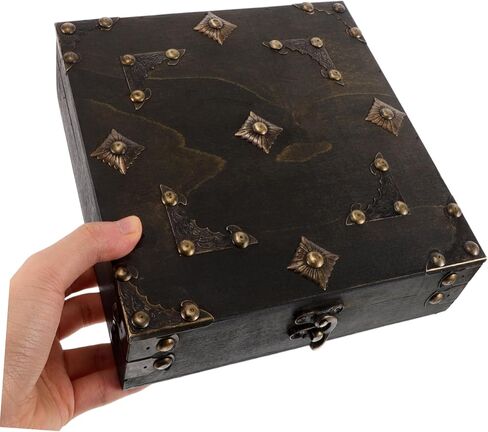 Ciieeo Retro Treasure Chest Vintage Jewelry Organizer Box for Women Decorative Storage Case for Home Decor Film Props and Packaging Sturdy Design for Clutter in Kuwait