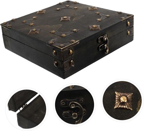 Ciieeo Retro Treasure Chest Vintage Jewelry Organizer Box for Women Decorative Storage Case for Home Decor Film Props and Packaging Sturdy Design for Clutter in Kuwait