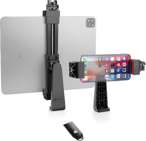 Zeadio Tripod Smartphone Mount, Cell Phone Holder Adapter Clamp with Cold-Shoe Mount, Selfie Stick and Monopod Adjustable Clamp, Fits for All iPhone and Android Smartphones in Saudi Arabia