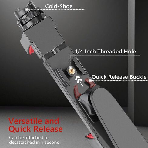 Zeadio Tripod Smartphone Mount, Cell Phone Holder Adapter Clamp with Cold-Shoe Mount, Selfie Stick and Monopod Adjustable Clamp, Fits for All iPhone and Android Smartphones in Saudi Arabia