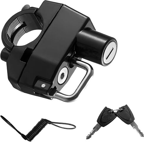 Motorcycle Helmet Lock, Anti-Theft Metal Safety Helmet Lock with 2 Keys, Tamper-Proof Handlebar Mounting Locks for Motorbike Scooter Street Bike, Motorcycle Accessories in Saudi Arabia