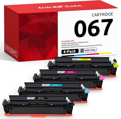 INK E-SALE 067 استبدال خرطوشة الحبر المتوافقة لـ Canon 067 CRG-067 مع شريحة لـ Canon ImageClass LBP630C MF653Cdw MF656Cdw 4 عبوات دعم الفاكس ضبط وظيفة جودة الصورة إظهار مستوى الحبر in Kuwait