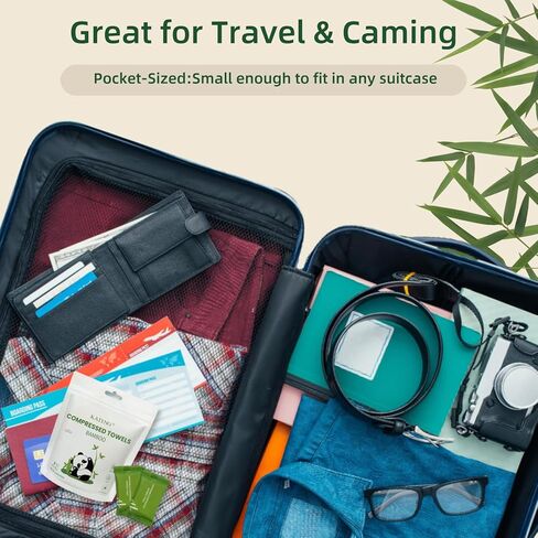 قماش غسيل للسفر، 28 قطعة من قماش الغسيل للسفر، أقراص المناشف المضغوطة المحمولة، منشفة وجه فائقة الامتصاص مثالية للتخييم في الهواء الطلق والمشي لمسافات طويلة وصالونات التجميل in Kuwait