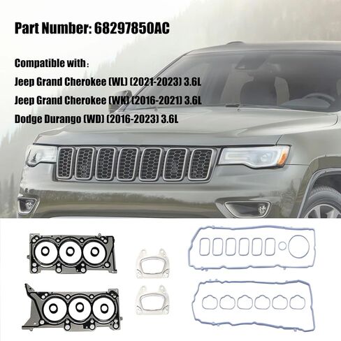GXARTS HGS1184 محرك مجموعة أسطوانة رأس الأسطوانة مجموعة متوافقة مع Jeep Chrysler Grand Cherokee Dodge Ram Durango 3.6L 2017 2018 2018 2020 2021 2022 68297850AC in Saudi Arabia