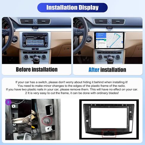 [2+64G] Android 13 Car Stereo for VW Passat B6 B7 CC 2010-2015 with Carplay&Android Auto,10.1 Inch Touch Screen Car Radio with Mirror Link GPS WiFi Bluetooth FM/RDS HiFi+AHD Backup Camera in Kuwait