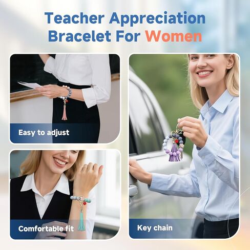 LeftStarer 4Pack معلم الأساور تقديرات بالسيدات للنساء مع بطاقات رسائل شكر من الطالب ، مجوهرات سوار مدرس السيليكون للنساء in Kuwait