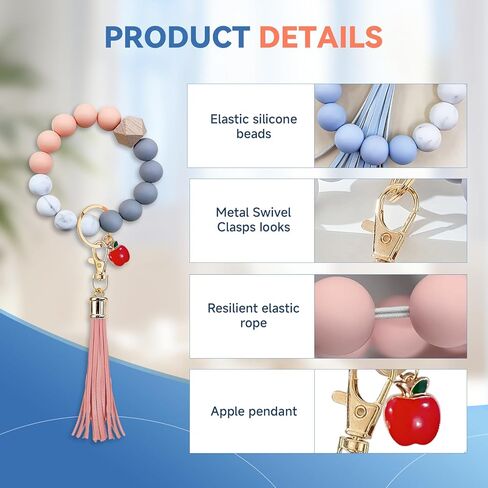 LeftStarer 4Pack معلم الأساور تقديرات بالسيدات للنساء مع بطاقات رسائل شكر من الطالب ، مجوهرات سوار مدرس السيليكون للنساء in Kuwait