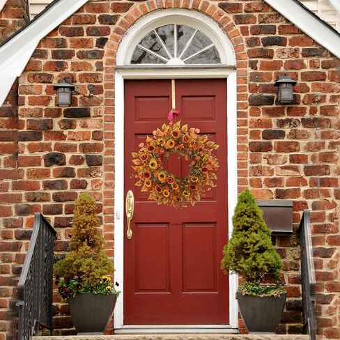 22 inch Artificial Fall Wreaths for Front Door,Autumn Wreath with Pumpkin and Maple Leaves Suitable for Indoor Outdoor Wall Porch Harvest Festival Thanksgiving Day Farmhouse Holiday Decor. in Saudi Arabia